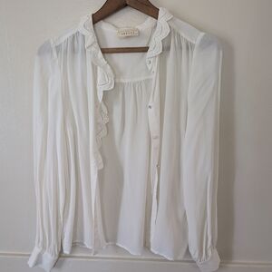 Sezane Chlo White Ruffled Blouse